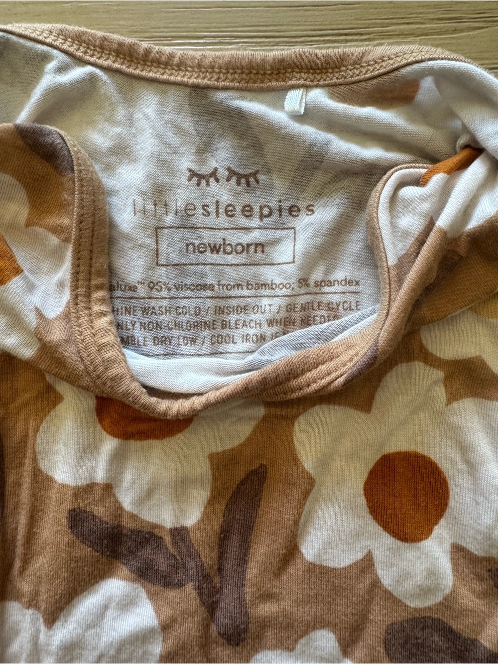 Little Sleepies Brown and White Floral Newborn Pajama